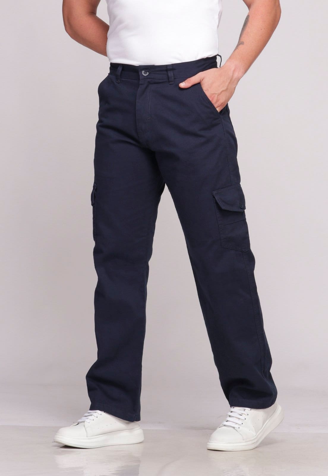 Vista principal Calça Cargo Sarja Masculina Larga 7888 Macaw bege