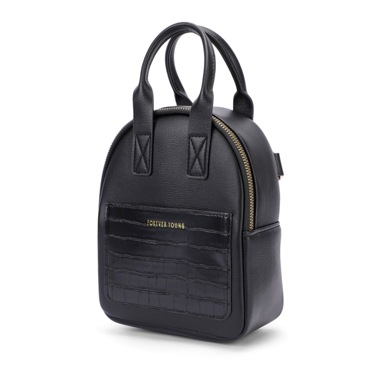 Vista 2 Mini Mochila Bolsa Feminina Transversal Tiracolo Preta Perfect For You preto