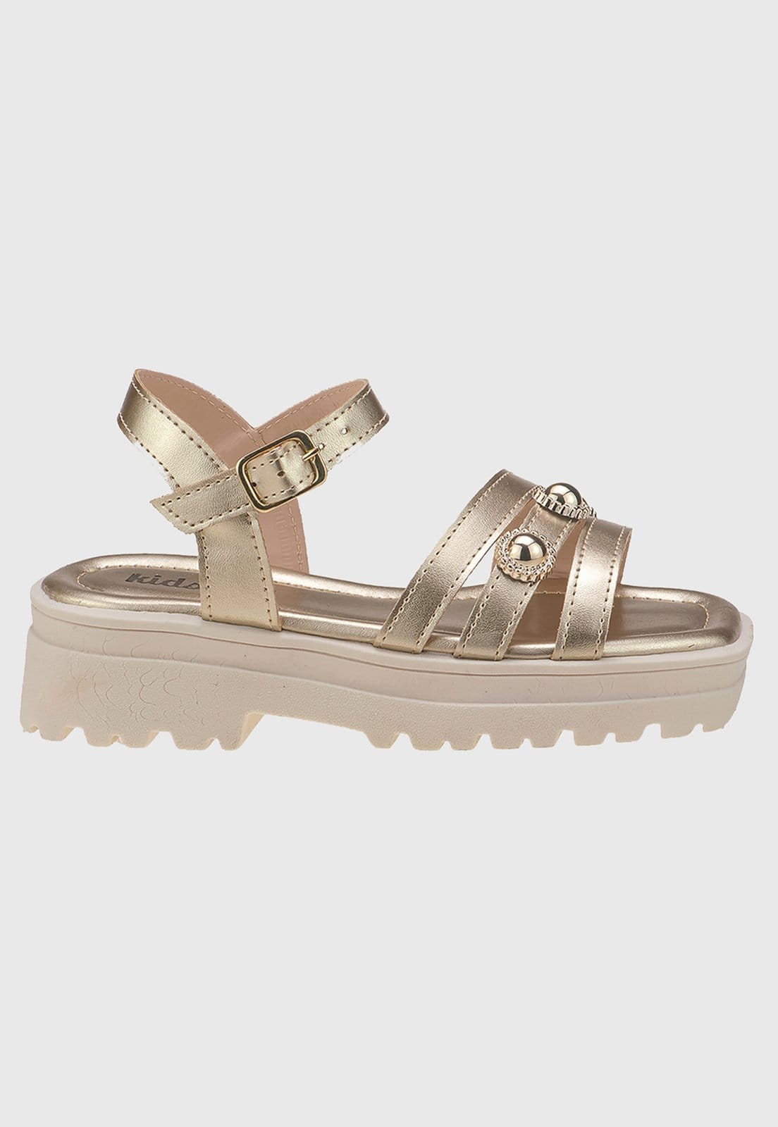 Vista 2 Infantil - Sandália Menina Plataforma Tratorada Metalizada Ouro tep Kidstep dourado