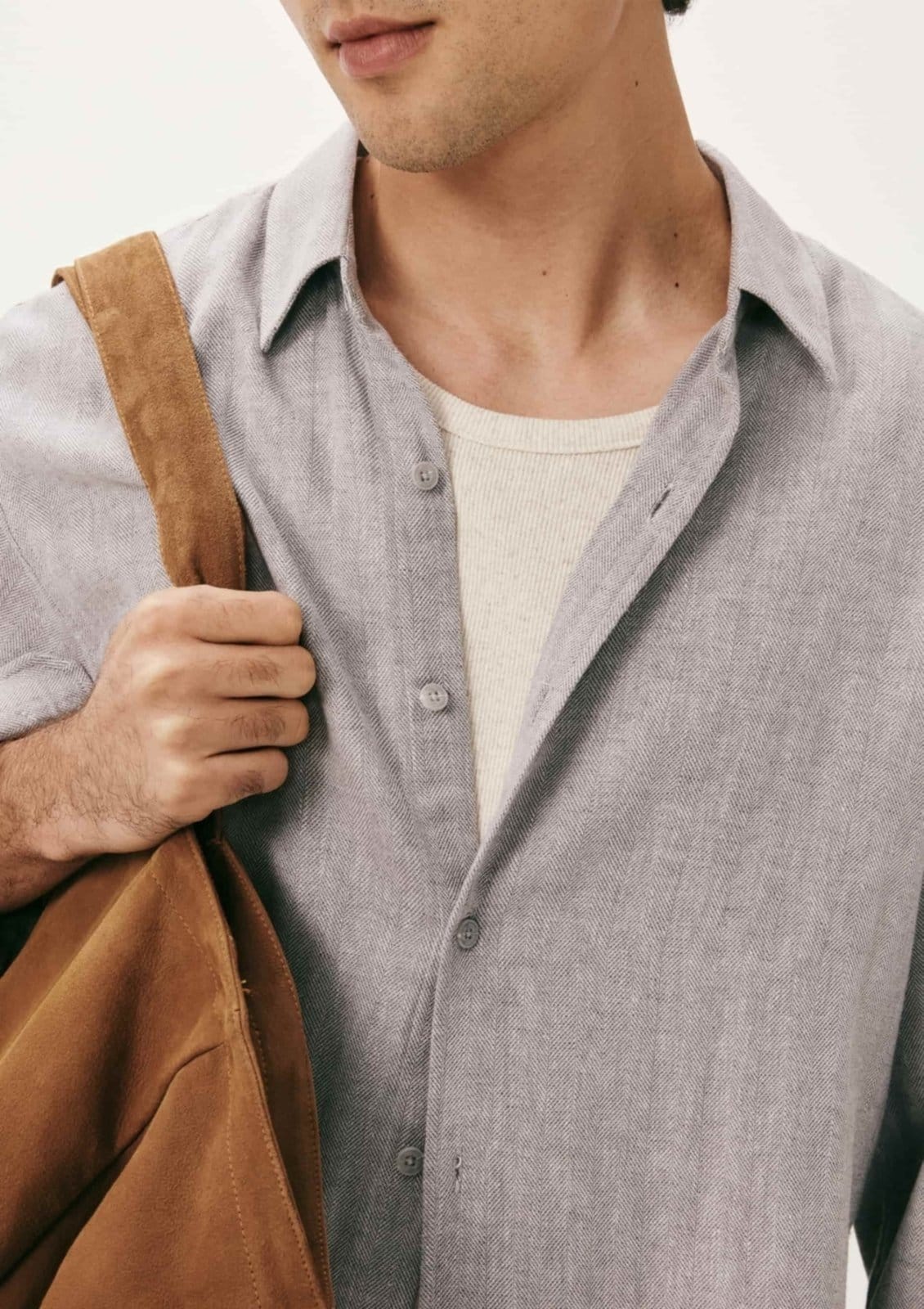 Vista 2 Camisa Masculina Regular Manga Longa Hering cinza