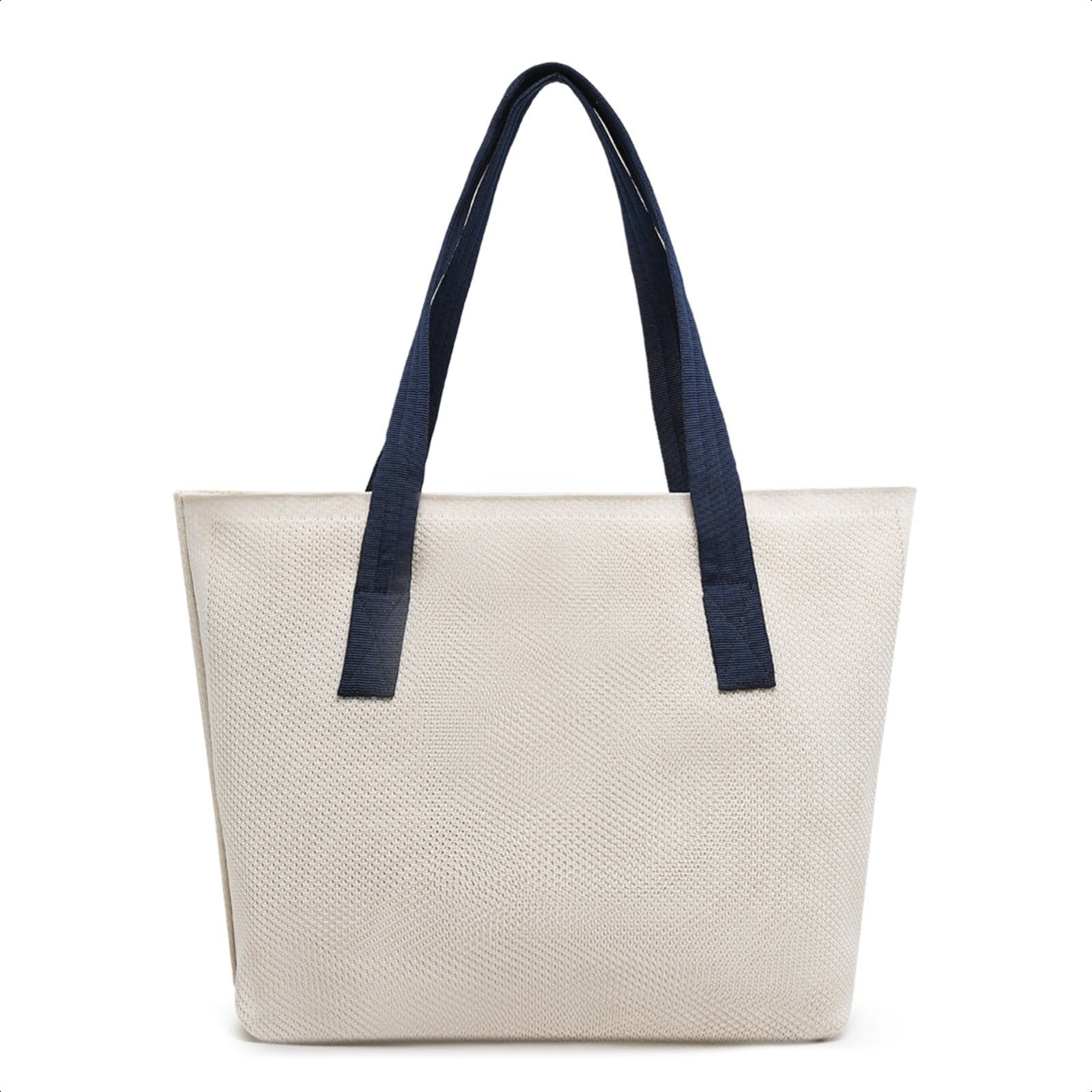 Vista principal Bolsa Feminina Sacola De Ombro Moda Praia Bordada Tipo Tricô Alça Têxtil Dia a Dia Casual CARMELO SHOES bege