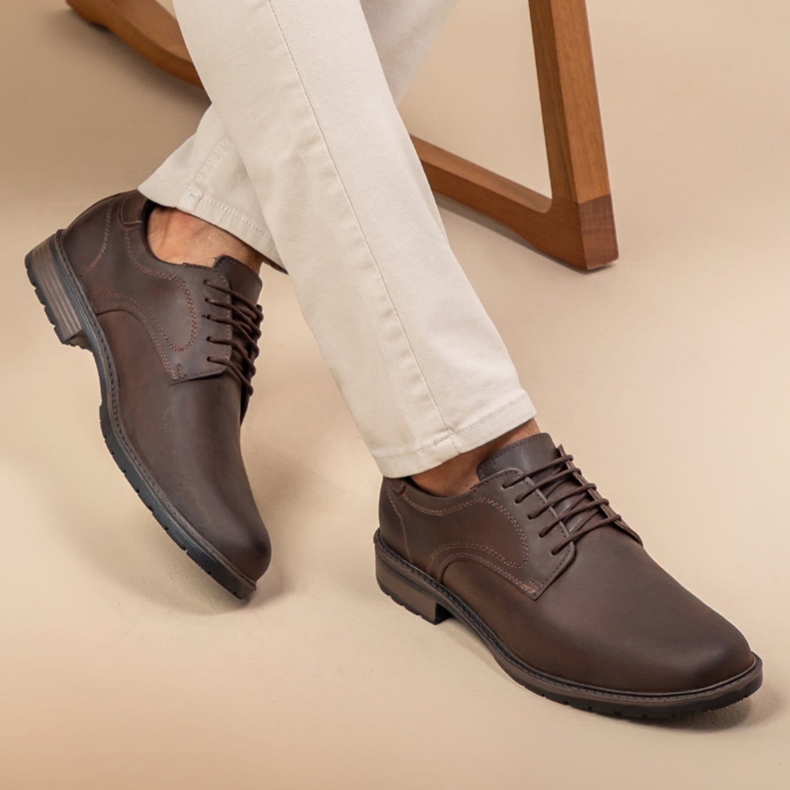 Vista 2 Sapatênis Oxford Masculino em Couro Vittal USE VITTAL café