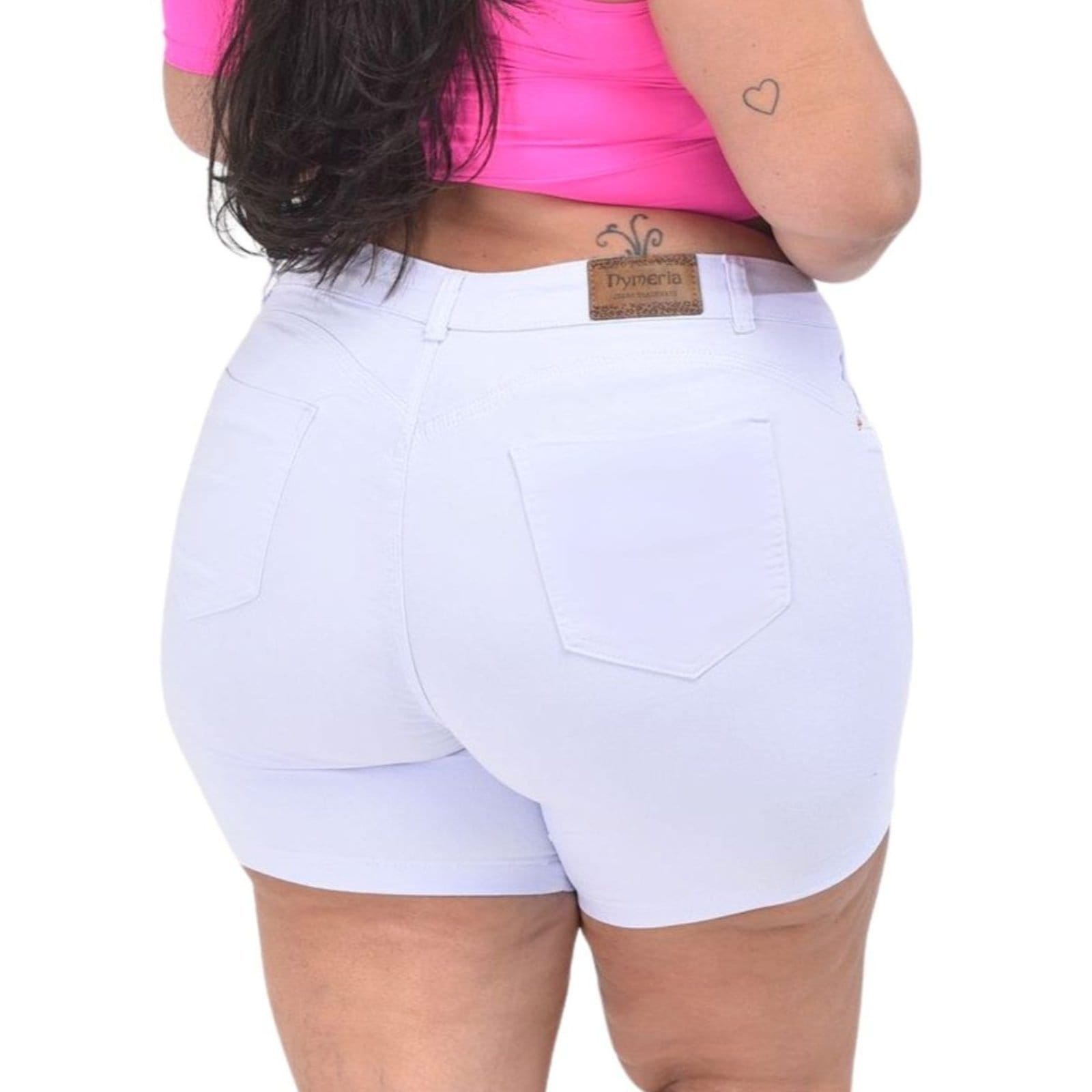 Vista 2 Bermuda Feminina Branca Jeans Loka Plus Size Jeans Loka branco