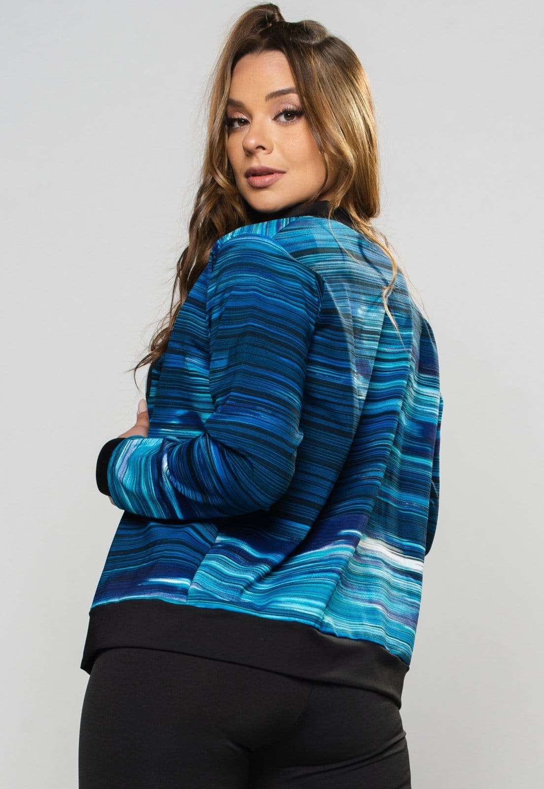 Vista 2 Casaco MVB Modas Jaqueta Bomber Suplex Nuance Mvb Modas azul/azul marinho/estampado/multicolorido