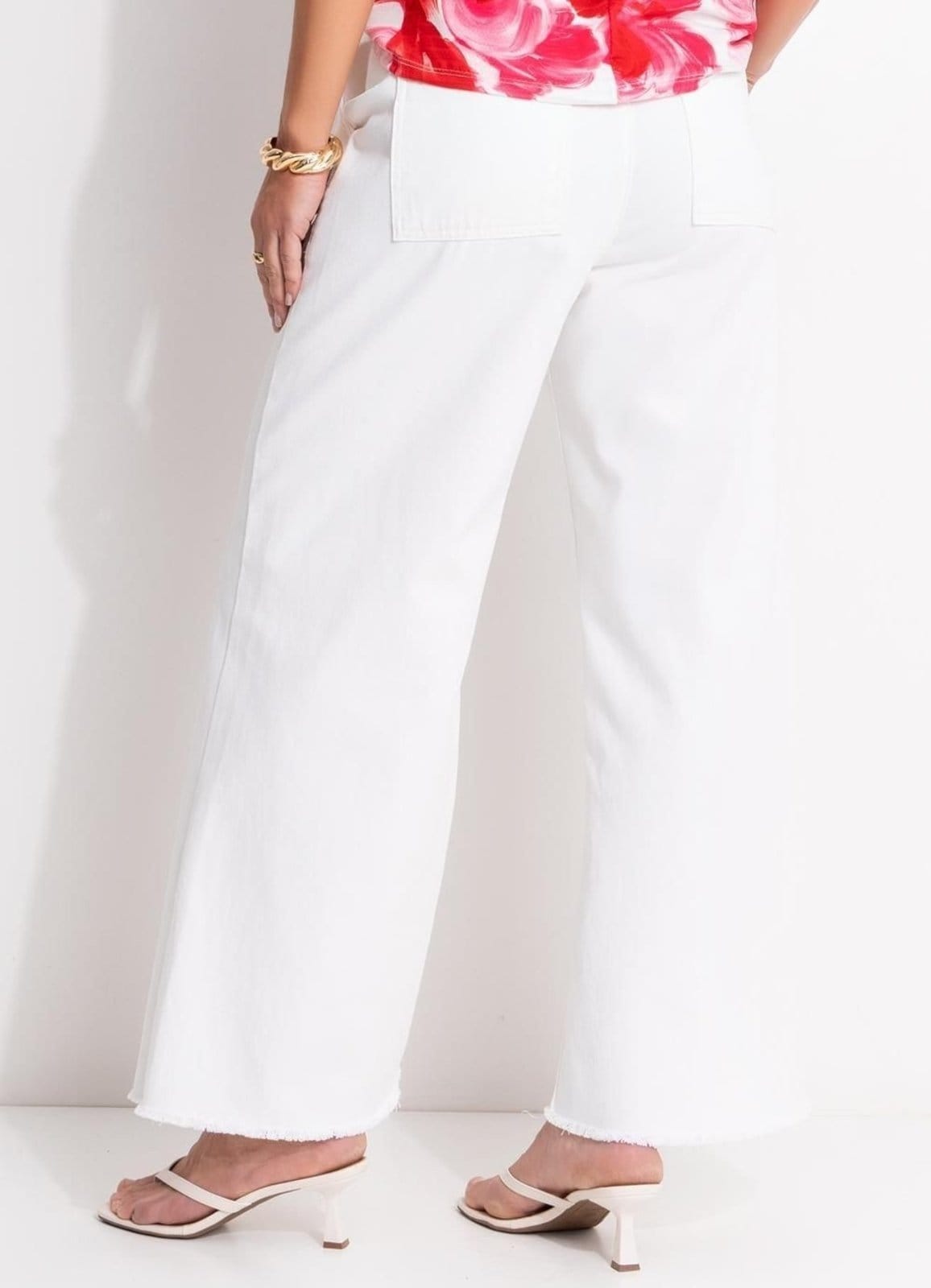 Vista 2 Calça Em Jeans Off White Quintess branco white