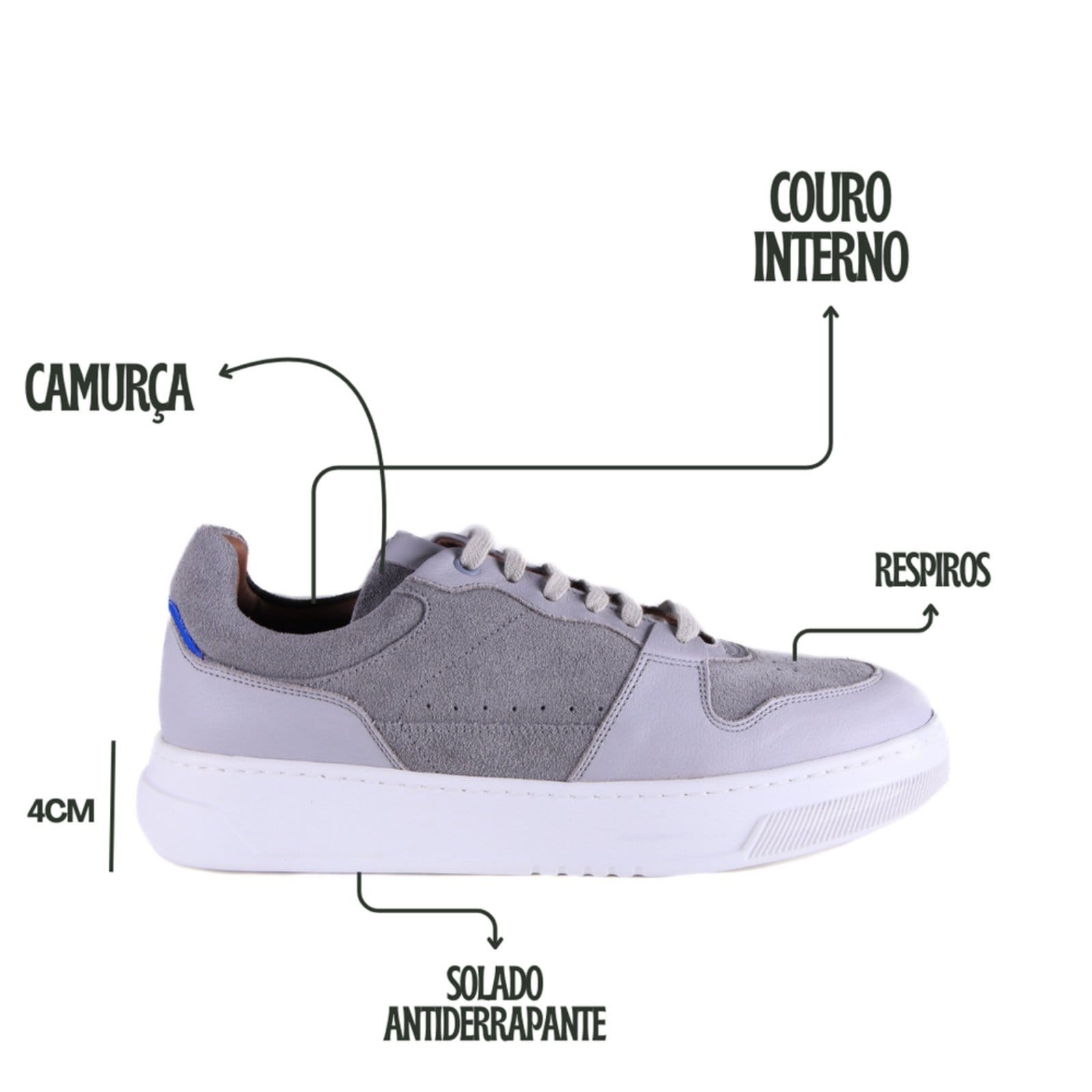 Vista 2 Tênis Masculino Zariff Em Couro 20905 Zariff Zariff cinza