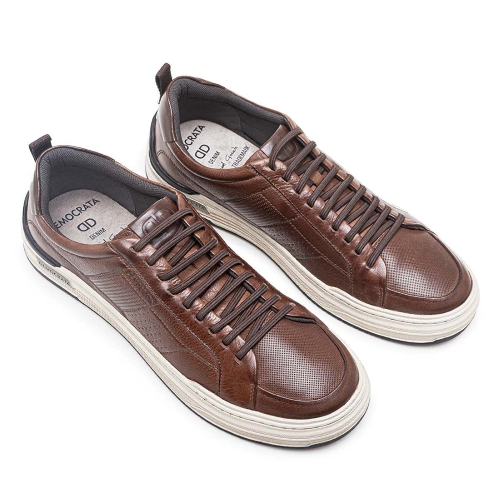 Vista 2 Tênis De Couro Democrata Masculino Denim Mike 240601 DEMOCRATA marrom denim