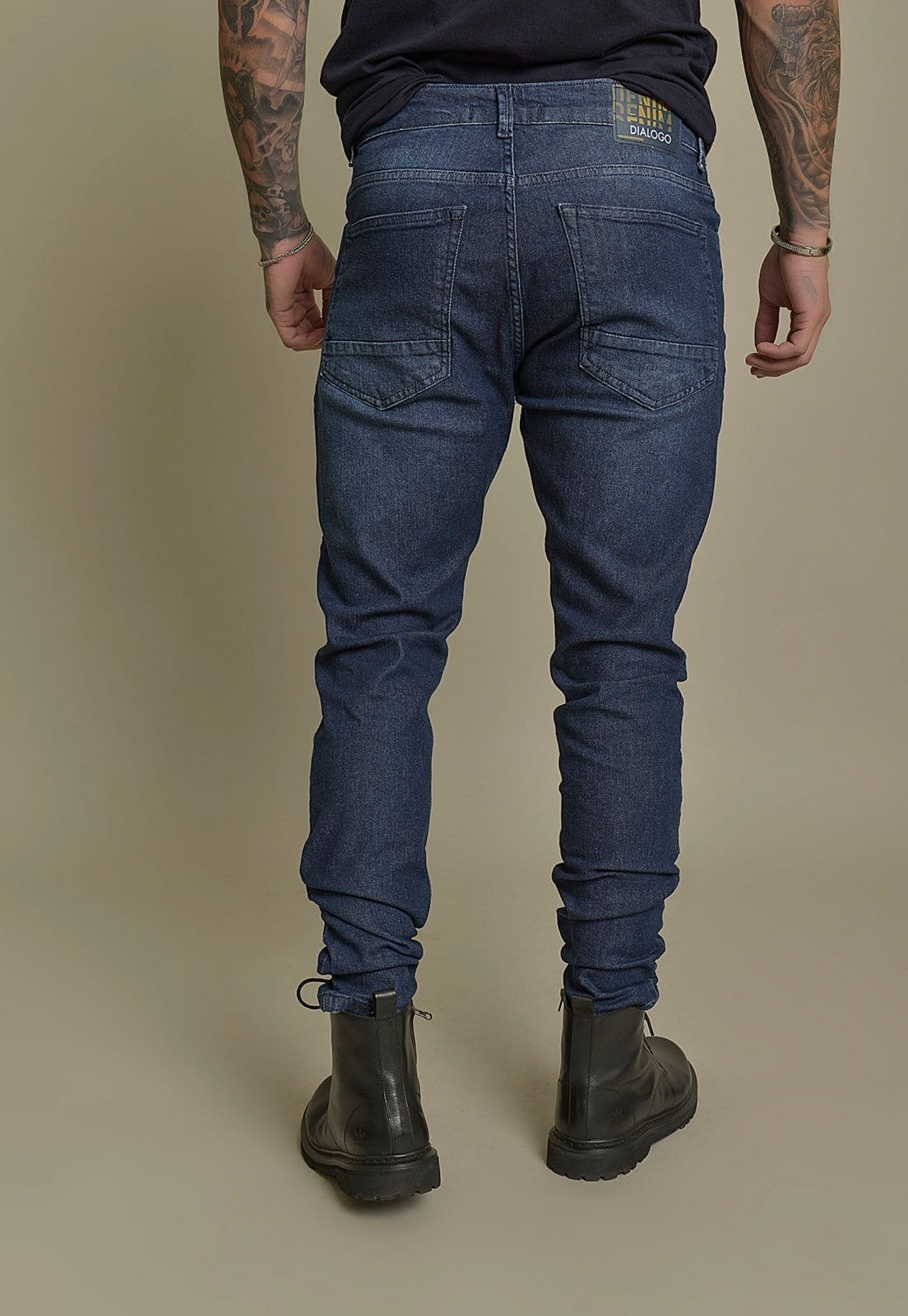 Vista 2 Calça Jeans Masculina Skinny Tradicional Escuro Dialogo Dialogo Jeans azul