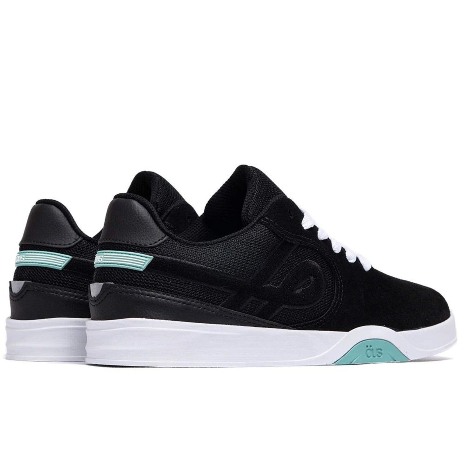 Vista 2 Tênis OUS Imigrante PRT Branco Azul Turquesa Essencial ÖUS preto azul