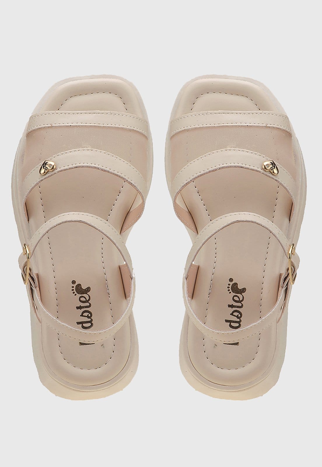 Vista 2 Infantil - Sandália Menina Plataforma Tratorada Telinha Off tep Kidstep off-white