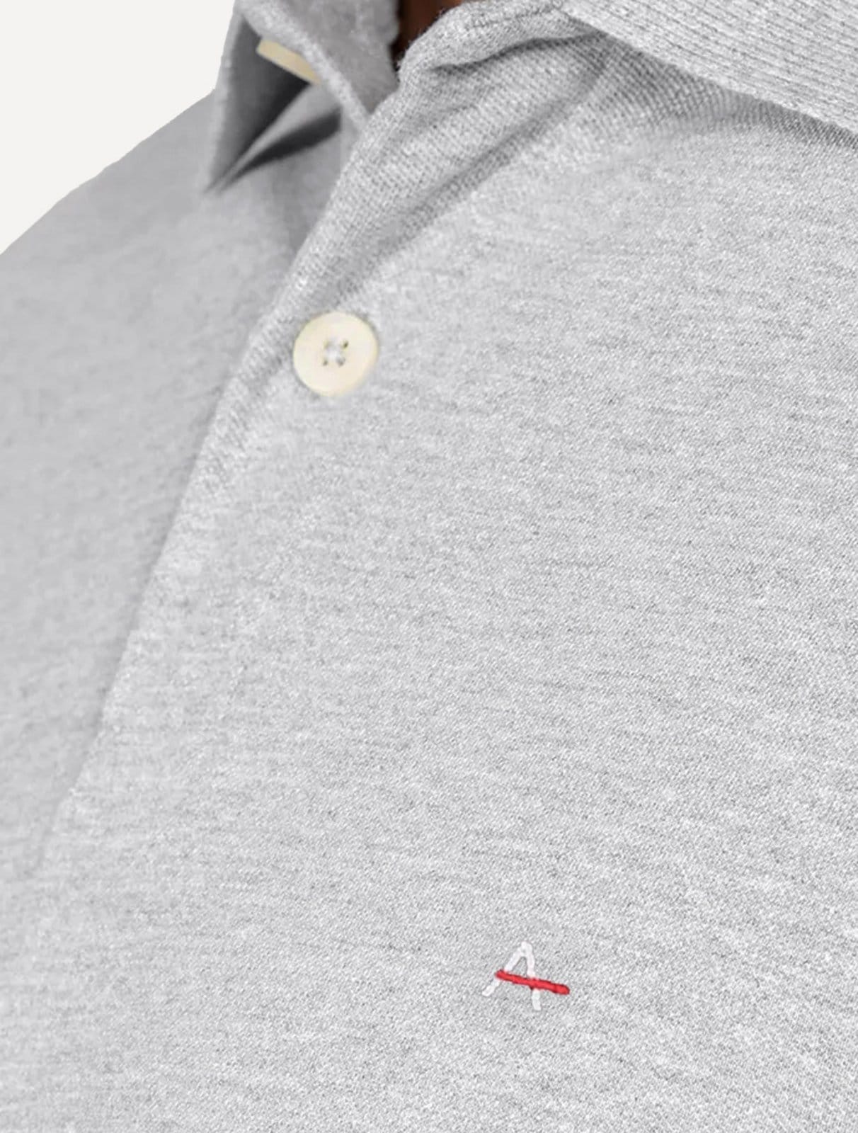 Vista 2 Polo Aramis Masculina Basic Piquet Light Logo Mescla Aramis cinza