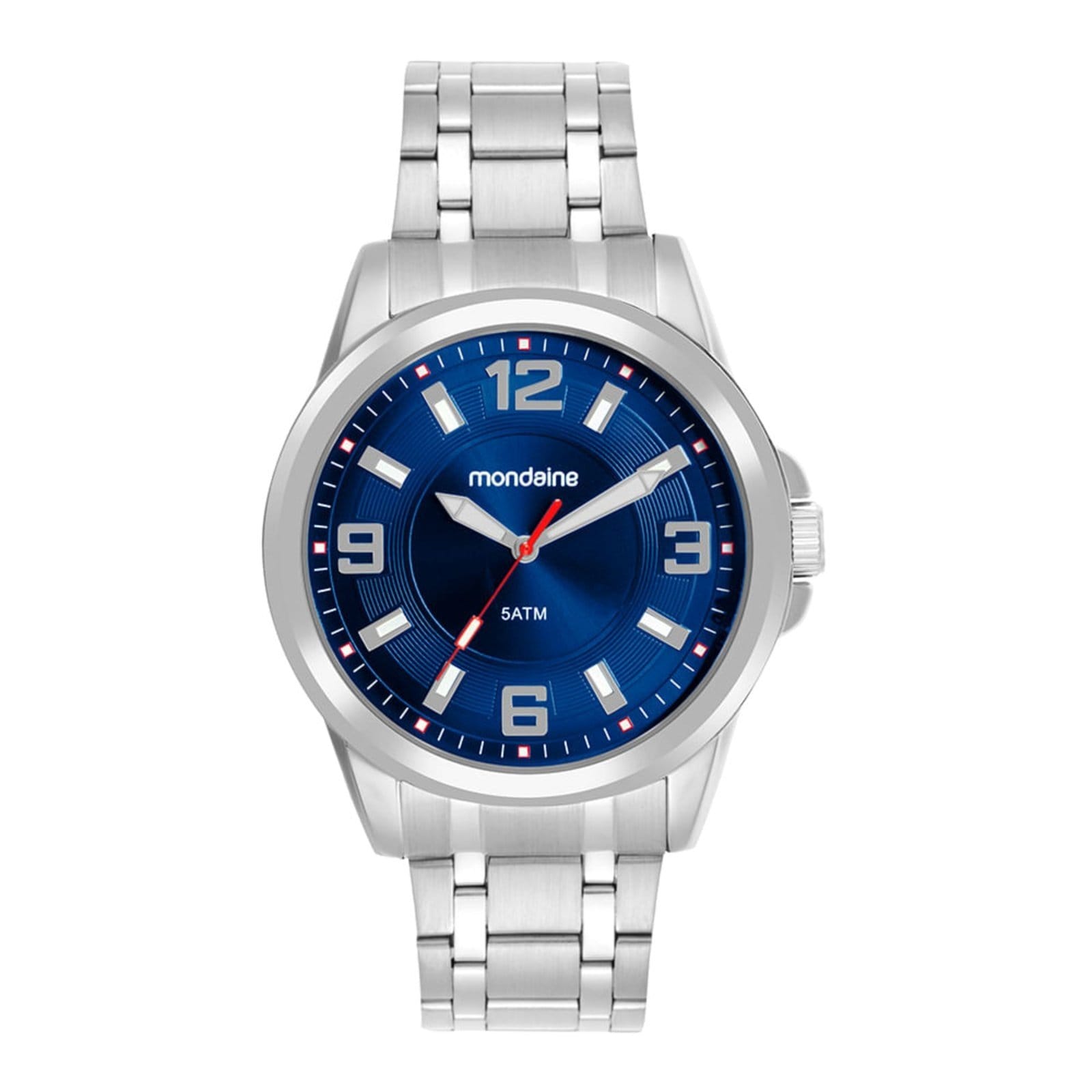 Relógio Masculino Mondaine Aço Prata Mostrador Azul