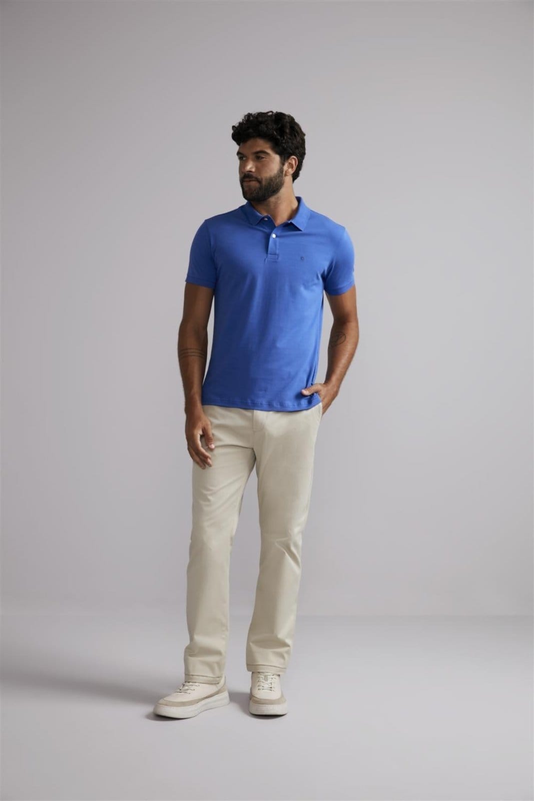 Vista 2 HIGHSTIL Polo Manga Curta Premium Malha Slim Fit Bic HIGHSTIL azul