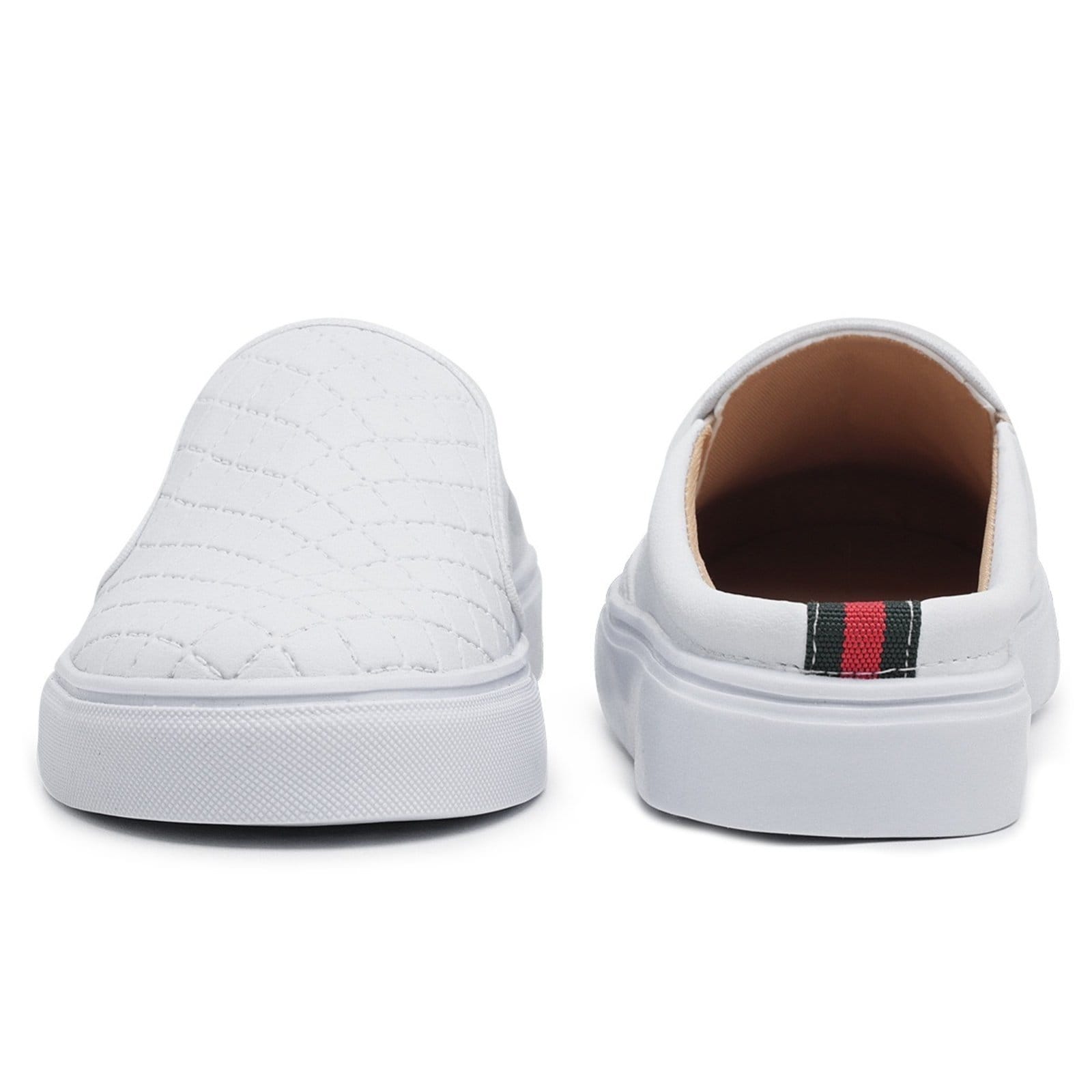 Vista 2 Mule Slip On Babuche Tênis Casual Feminino Solado Flat Emborrachado Confortável Prático Macio super shoes branco