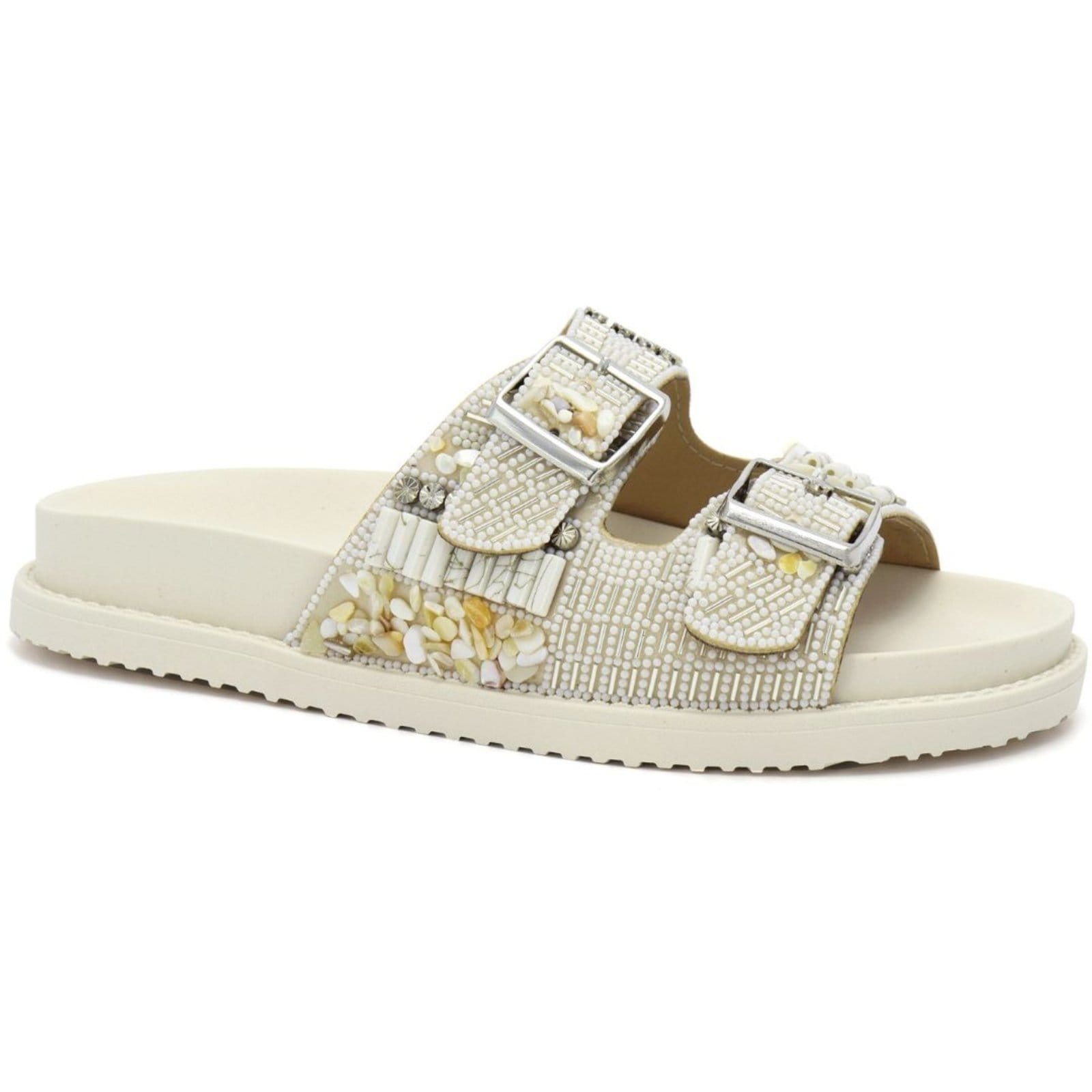Chinelo Off White Pedraria Ramarim Fivela Feminino 2447237-3