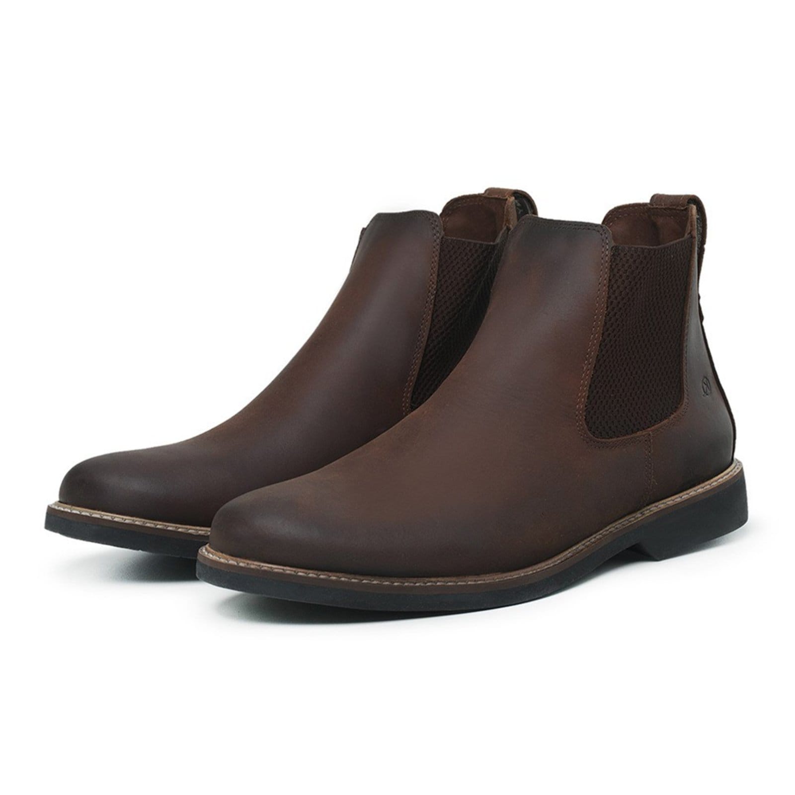 Vista principal Botina Masculina Bota Preta Chelsea Boots Couro Premium Mod 7000 Cracy Horse Mister Couros marrom