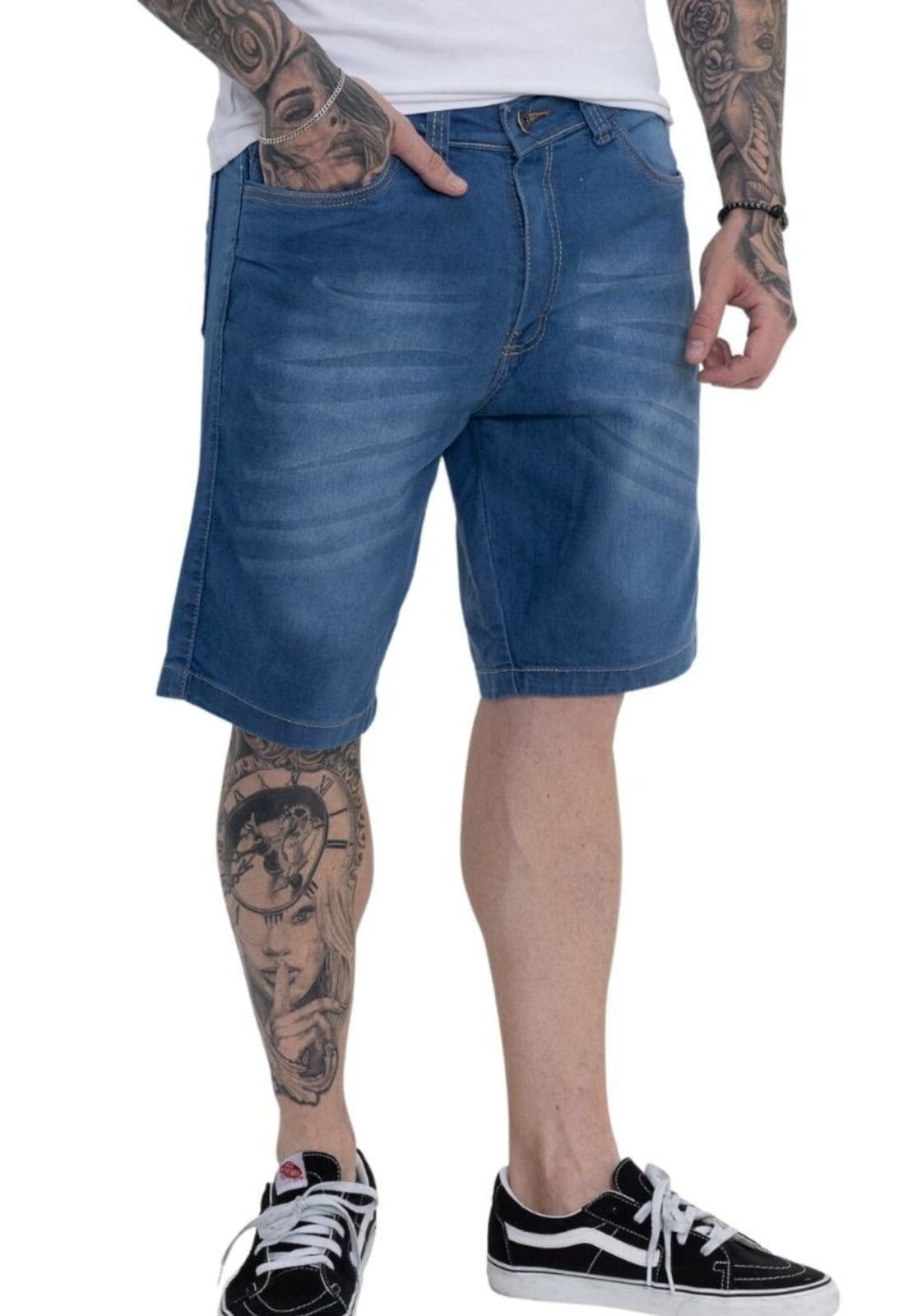 Vista 2 Bermuda Masculina Jeans Tempo Hábil Comfort Fashion 5 Estilo azul