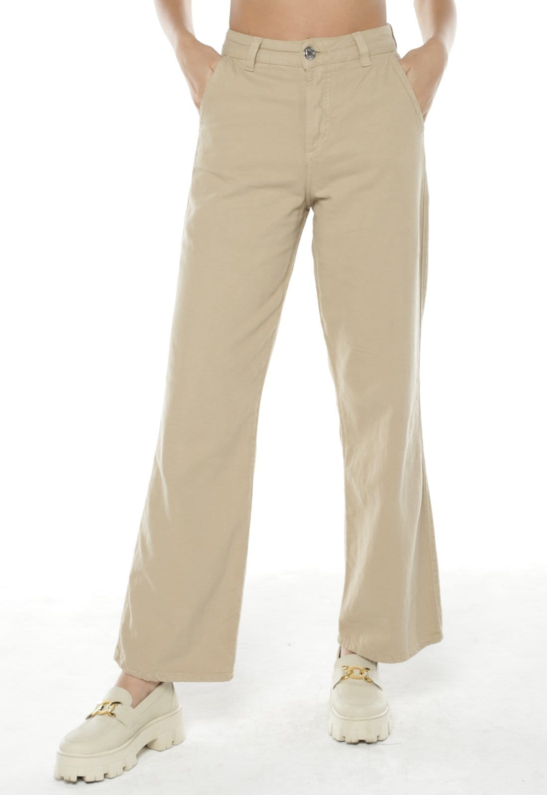 Calça Feminina Wide Leg de Sarja Sob