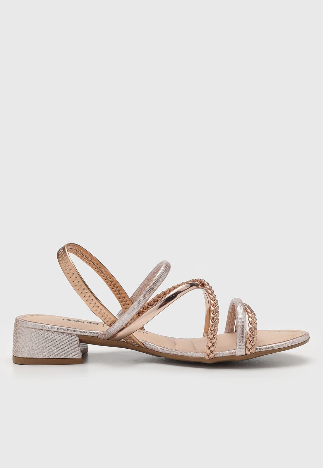 Vista 2 Sandália Feminina Dakota Salto Baixo Tiras Trançadas Dakota rosê