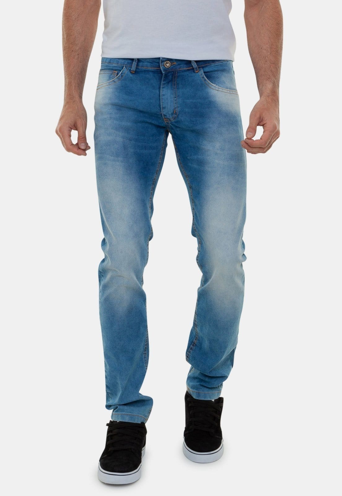 Calça Jeans Masculina Skinny Lavagem Diferenciada Premium Original Versatti Liverpool