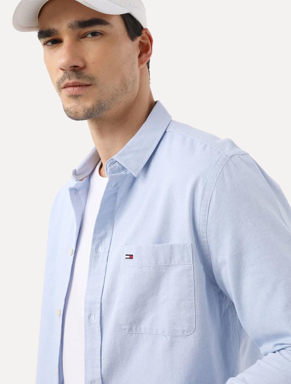 Vista 2 Camisa Tommy Jeans Masculina Regular Classic Oxford Jeans Mescla Tommy Jeans azul