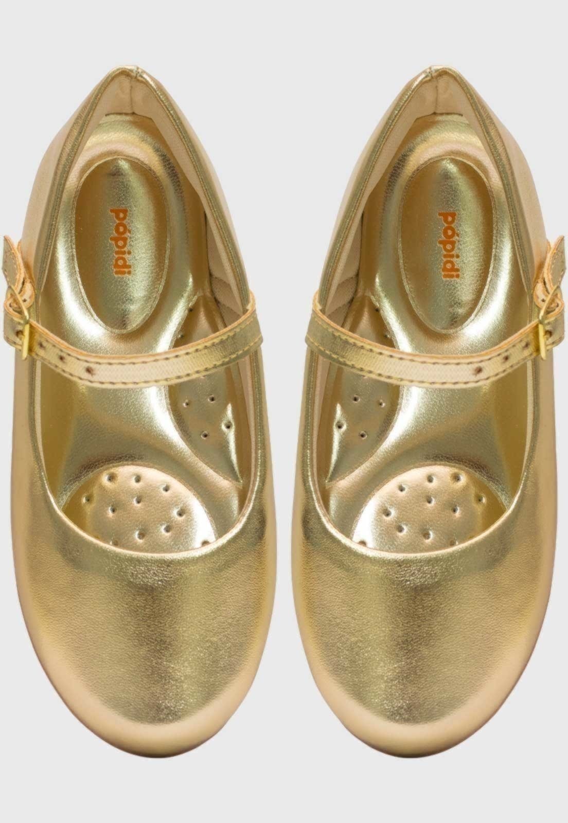 Vista 2 Infantil - Sapatilha Pópidí Menina Pópidí dourado