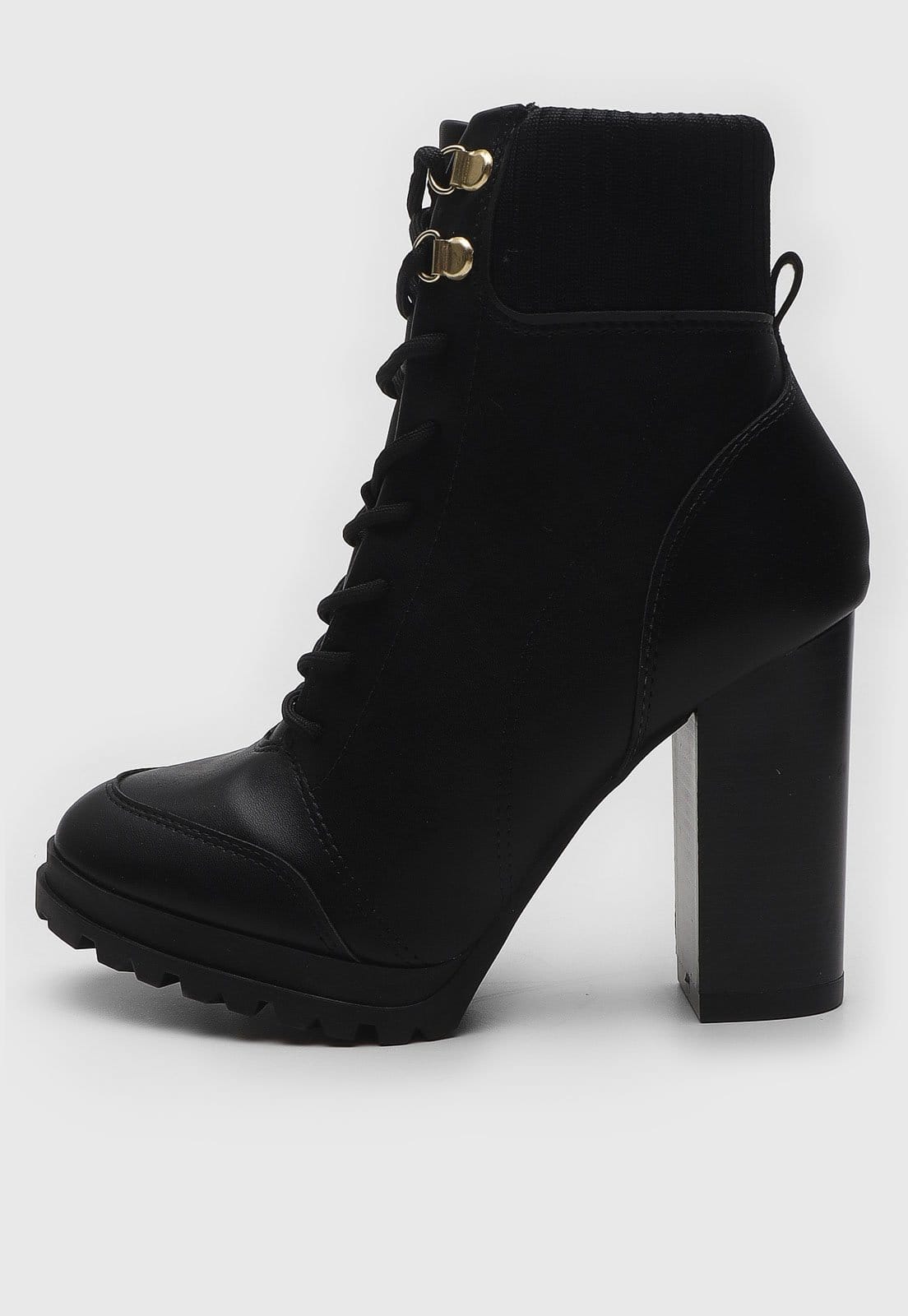 Bota Coturno Vizzano Salto Grosso Preta