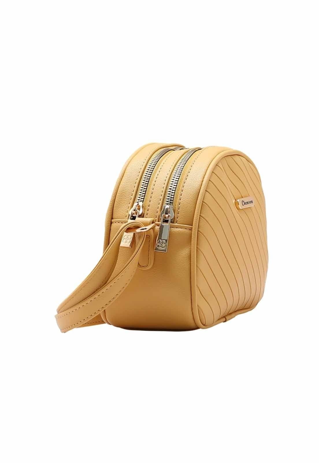 Vista 2 Bolsa Feminina Chenson Original Matelassê Diagonal Transversal 3484896 Chenson amarelo