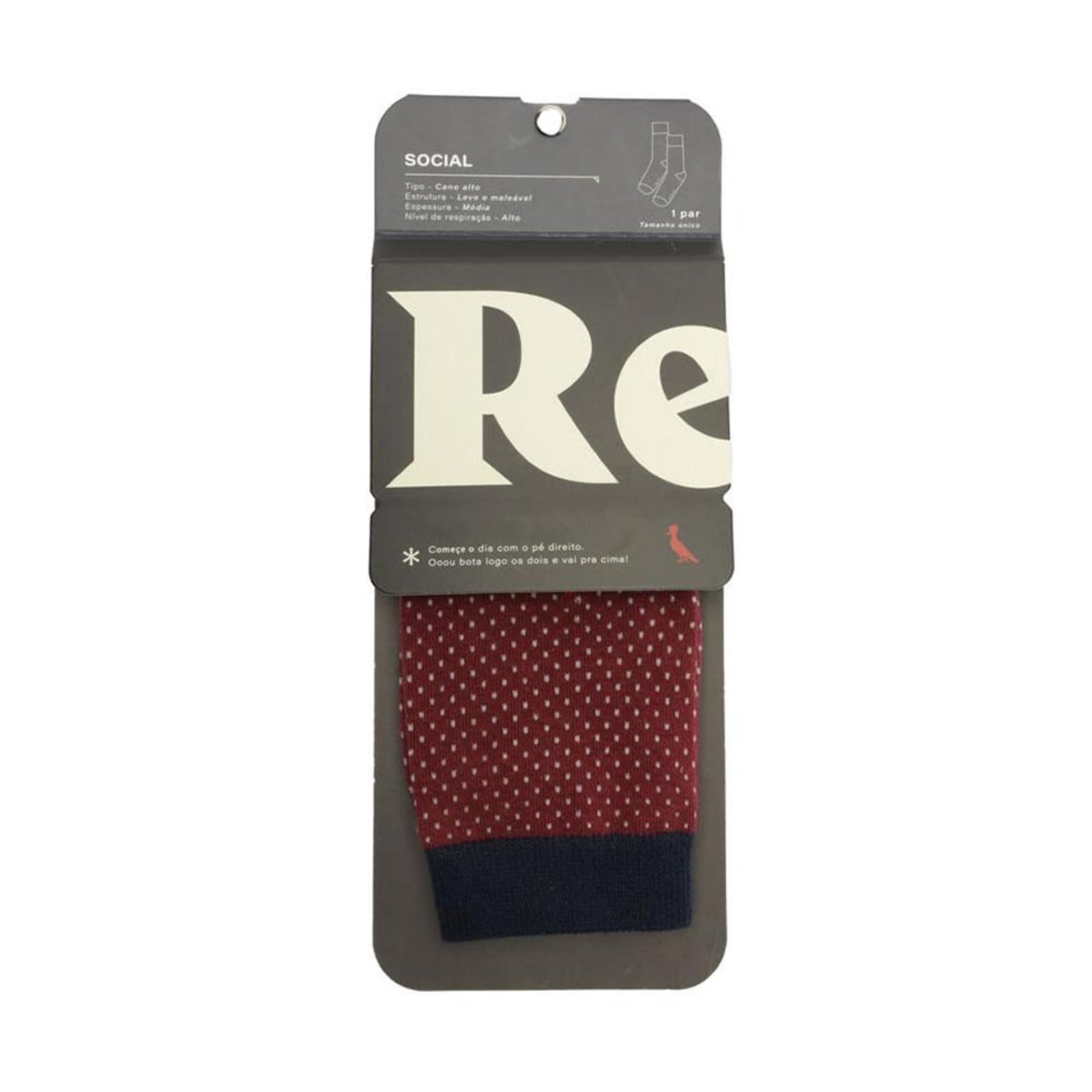 Vista 2 Meia Cano Alto Reserva Colors Pontilhada Masculina Bordô RESERVA GO vermelho