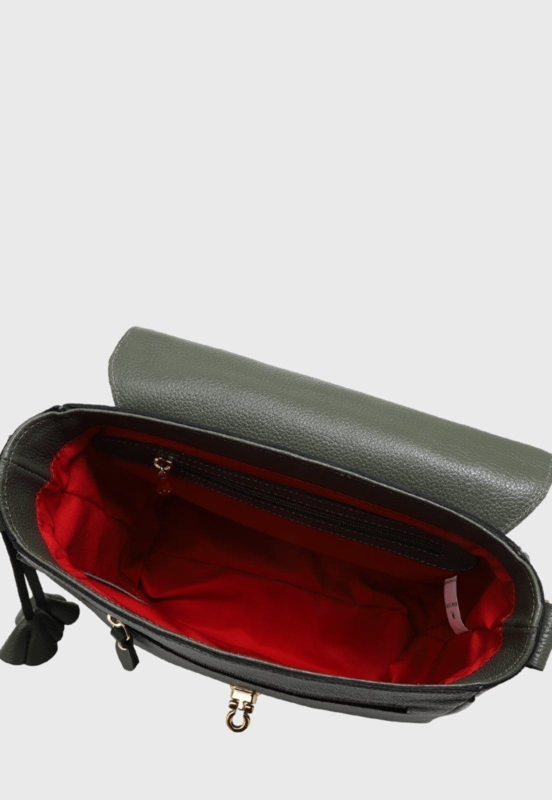 Vista 2 Bolsa Transversal Couro Mariart Âmbar Army Mariart verde militar