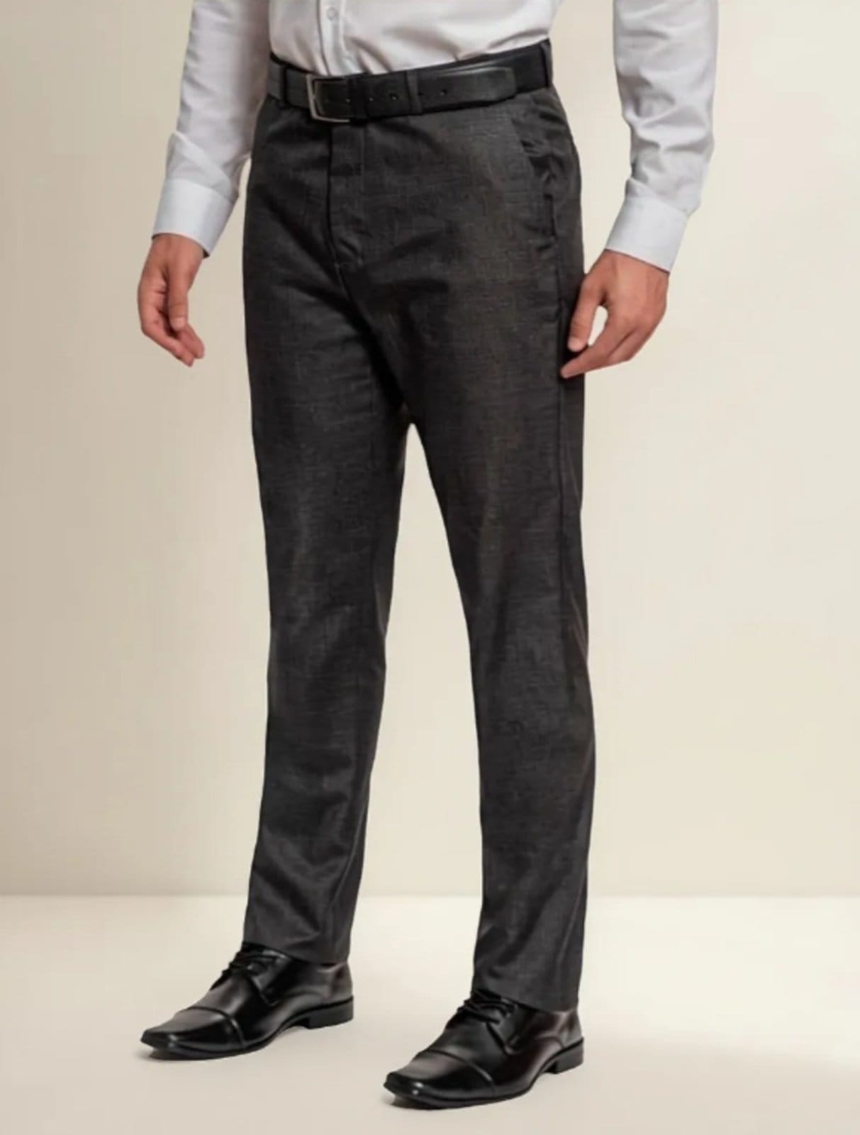 Vista principal Calça Social Alfaiataria Amil Mesclado Poliéster Premium Luxuoso Lançamento Chumbo Amil cinza