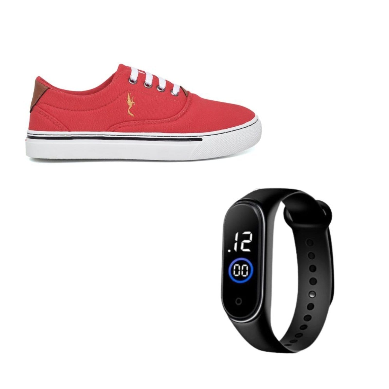 Vista principal Tênis Sapatênis Feminino Estiloso Vermelho Polo Blu com Relógio Digital do 33 ao 40 Polo Blu vermelho blu