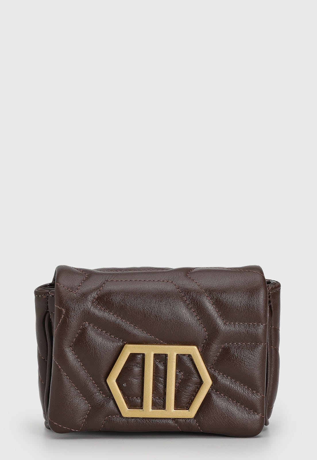 Vista principal Bolsa Feminina Arezzo Alça Corrente Detalhe Geométrico Arezzo marrom