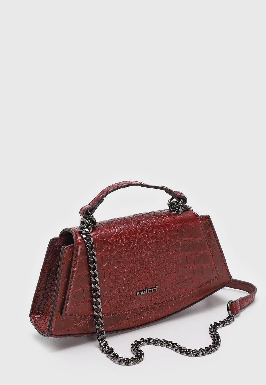 Vista 2 Bolsa Feminina Colcci Texturizada Croco Colcci bordô