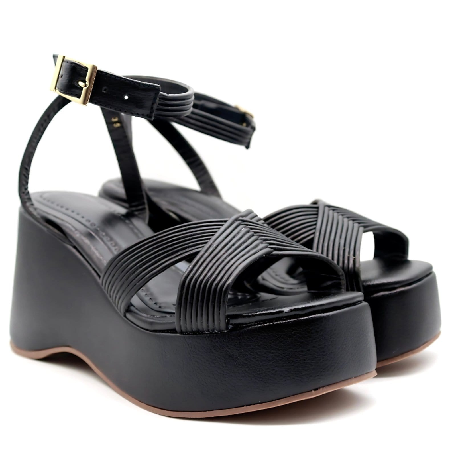 Vista principal Sandália Plataforma Anabela Floter 9000 Flor da Pele preto