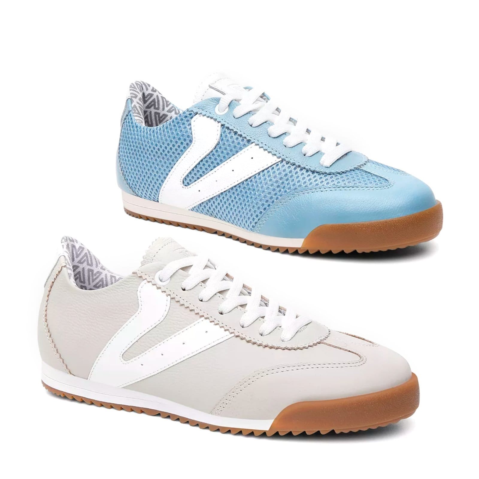 Kit 2 Tênis Feminino Vittal Couro Legítimo Naomi Casual Clássico Retrô Offwhite e