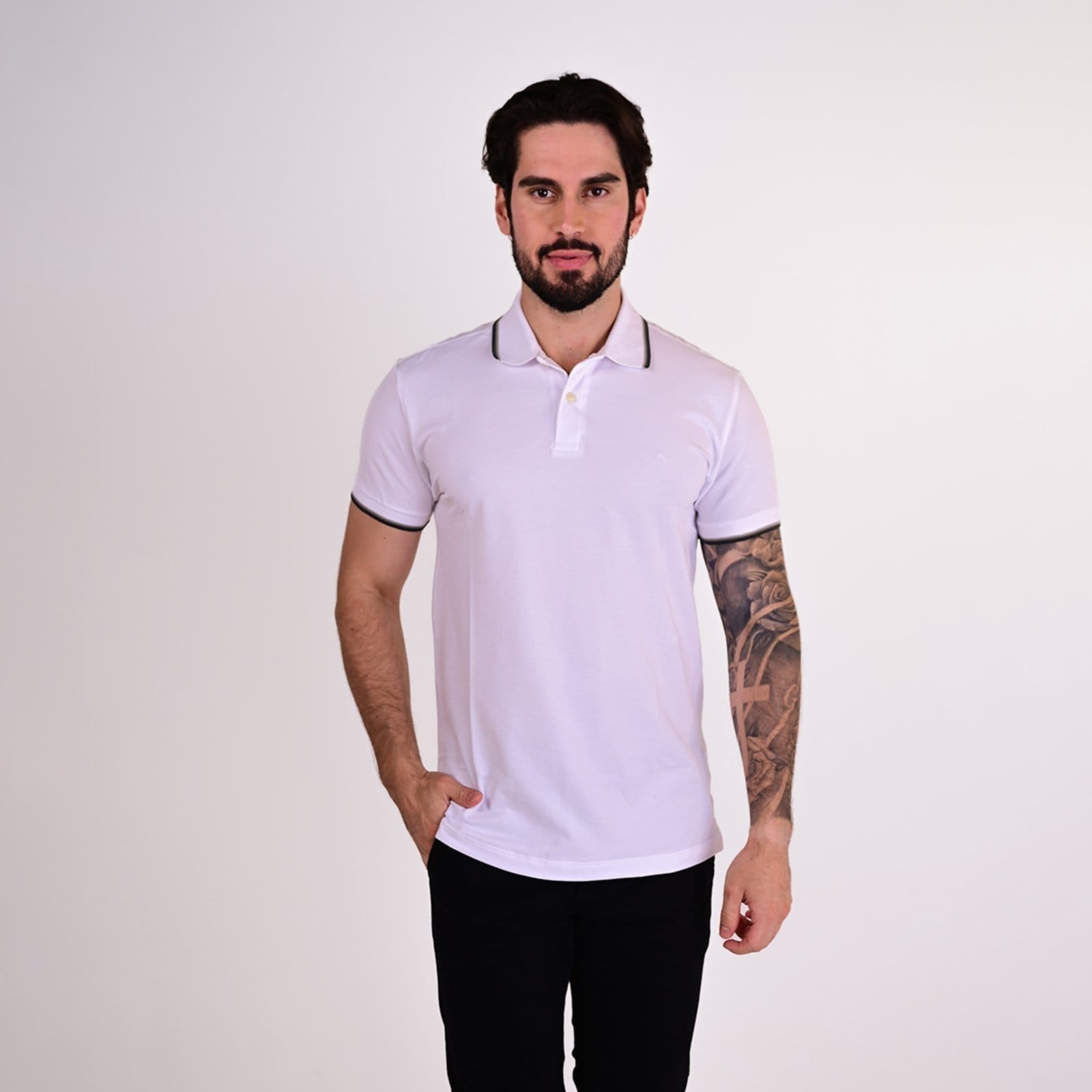 Camisa Polo Aramis 3 Frisos Branca