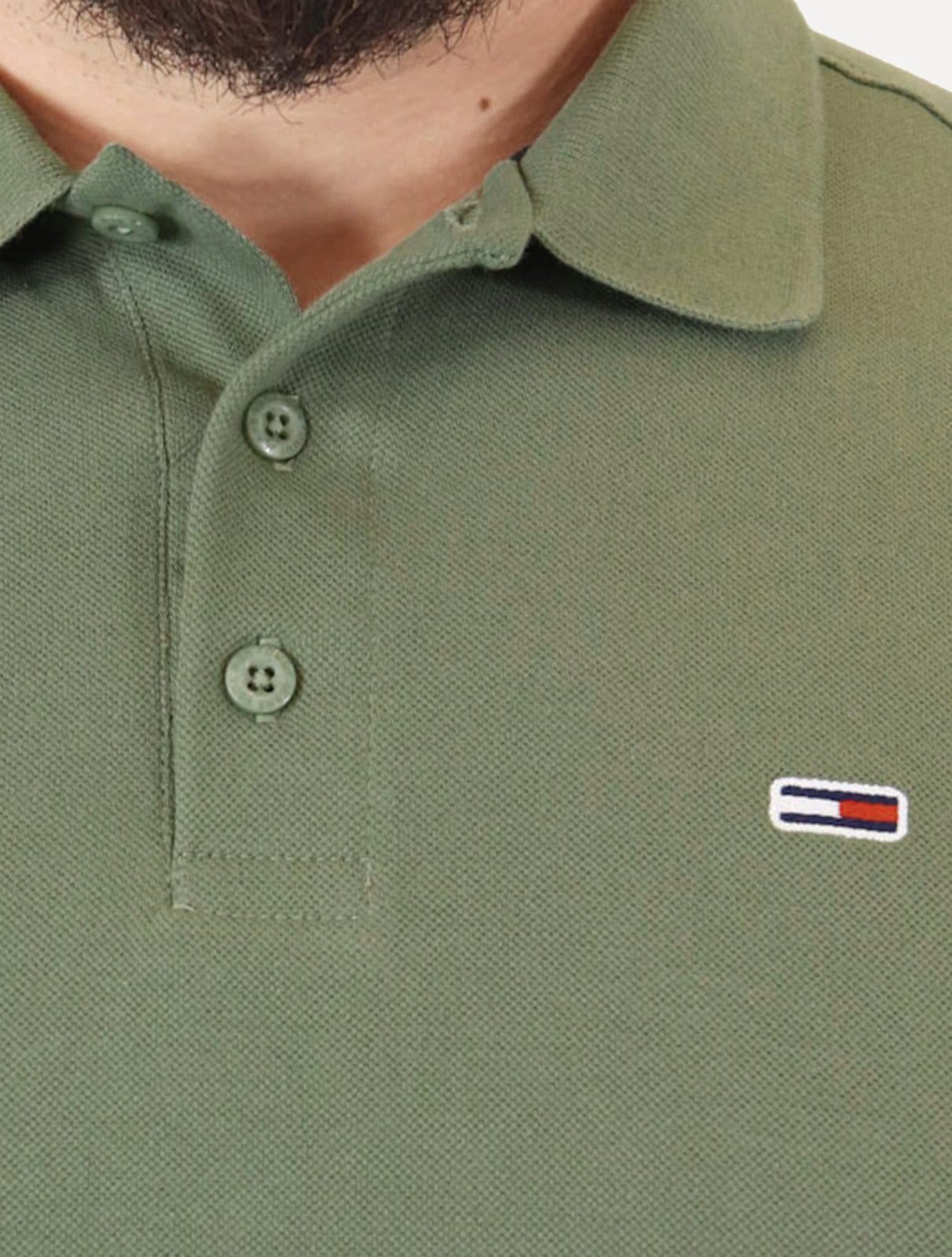 Vista 2 Polo Tommy Hilfiger Masculina Piquet Regular Placket Tommy Hilfiger verde militar