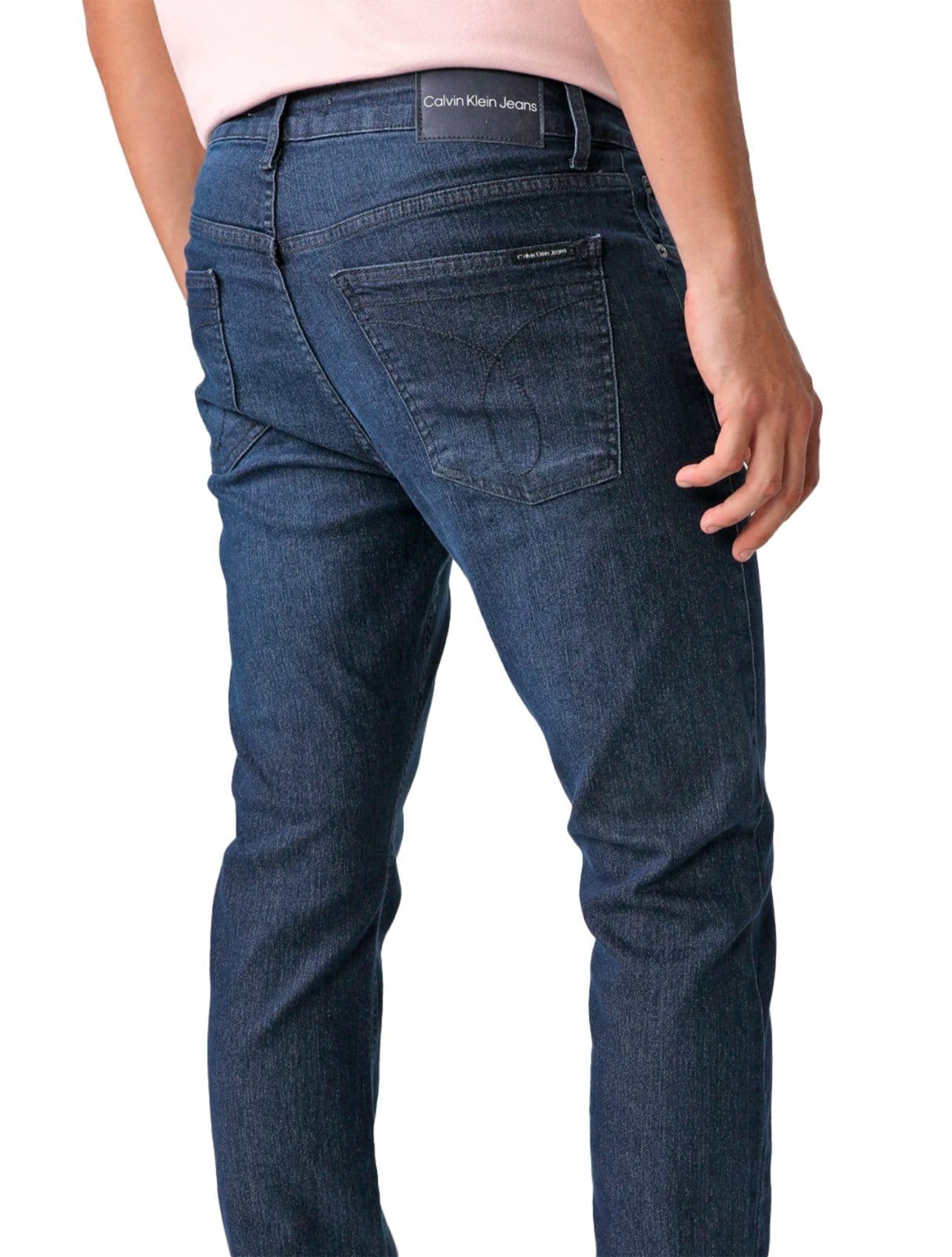 Vista 2 Calça Calvin Klein Jeans Masculina Straight Five Pockets Marinho Calvin Klein azul/azul marinho azul