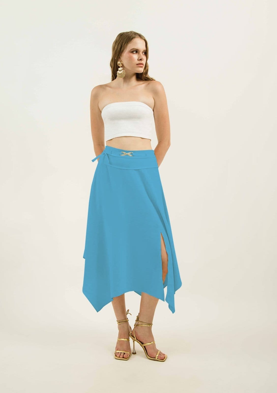 Saia Zinco Midi Fluida Com Fenda