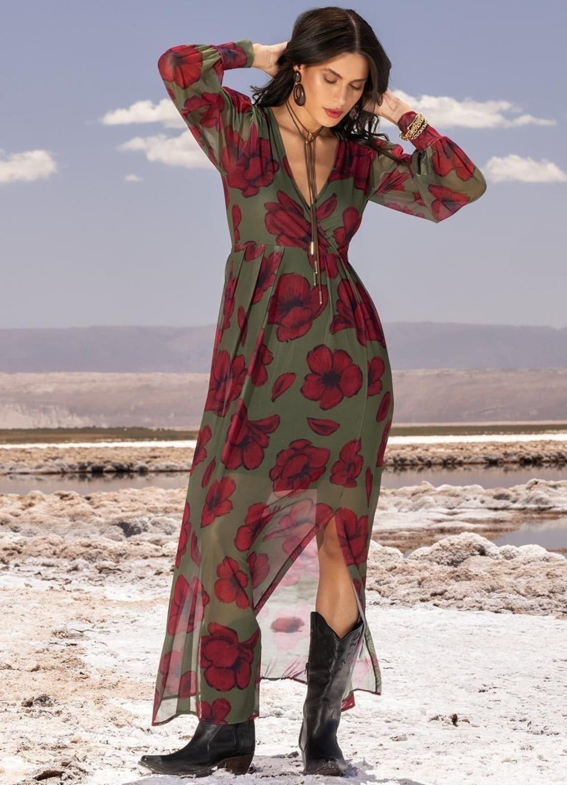 Vestido Tule Floral Silvestre Colorido