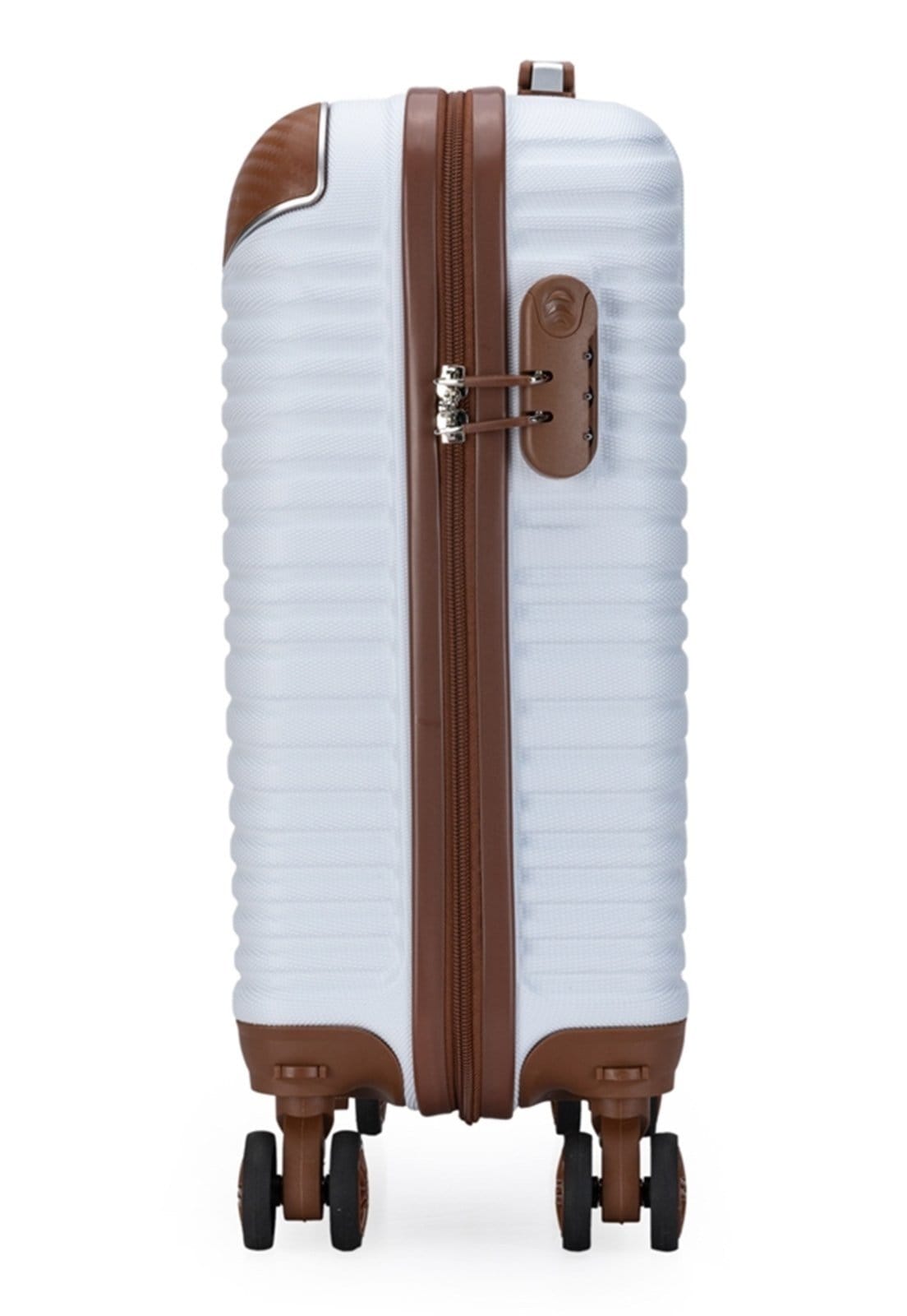 Vista 2 Mala Pequena De Mão Viagem Bordo 4 Rodas Reforçada Executiva Swissport branco