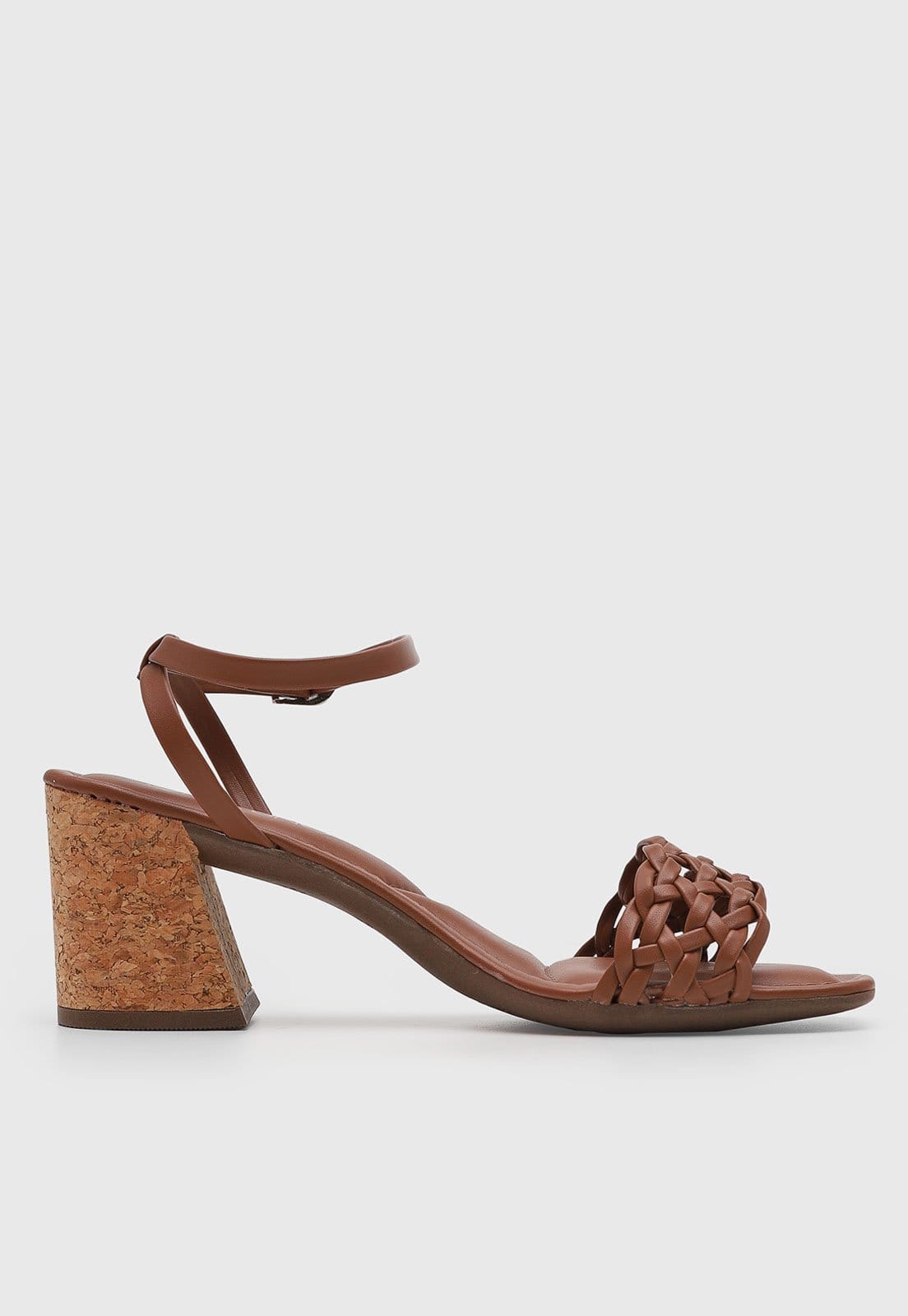 Vista 2 Sandália Feminina VIA UNO Tiras Trançadas VIA UNO marrom