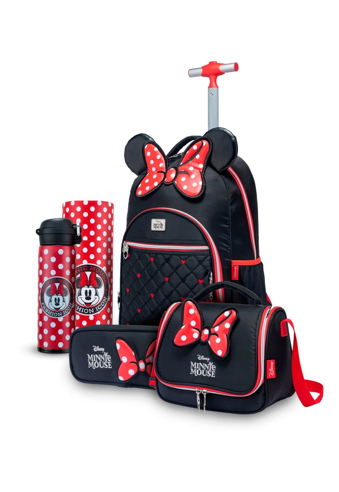 Infantil - Kit Mochila Lancheira Estojo Garrafa Minnie Escolar
