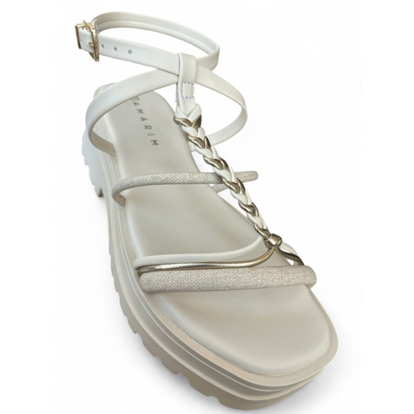 Vista 2 Sandália Tratorada Feminina Off White Trança Ramarim 2438205-1 RAMARIM off-white white