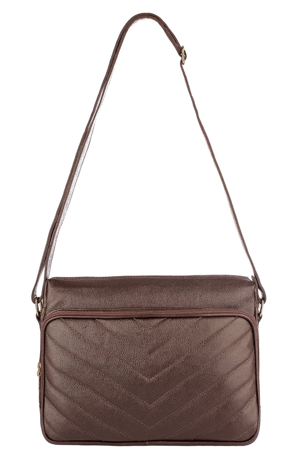 Bolsa de couro liso tiracolo Anita - Café