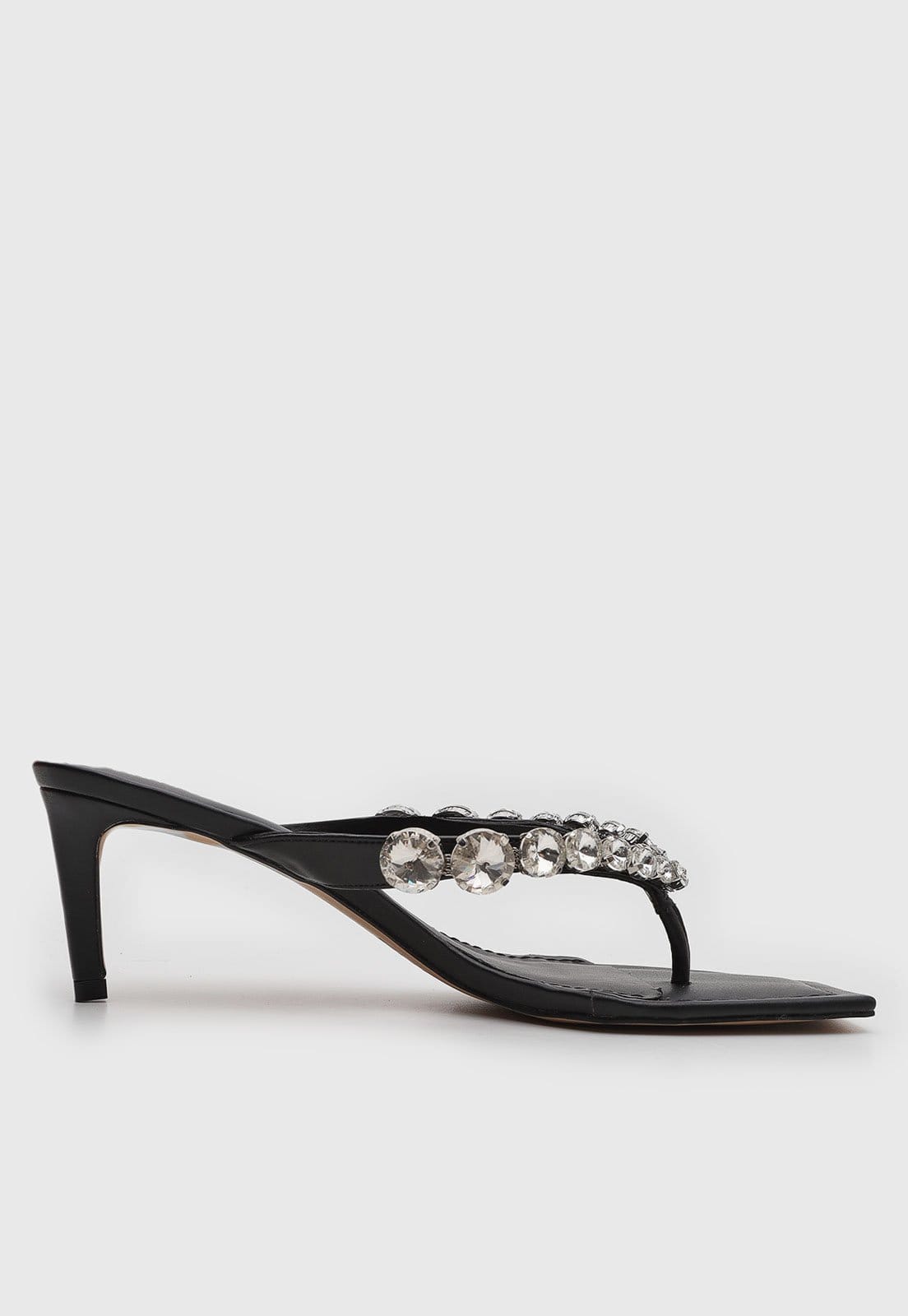 Vista 2 Sandália Feminina Santa Lolla Tiras Pedrarias Preta Santa Lolla preto