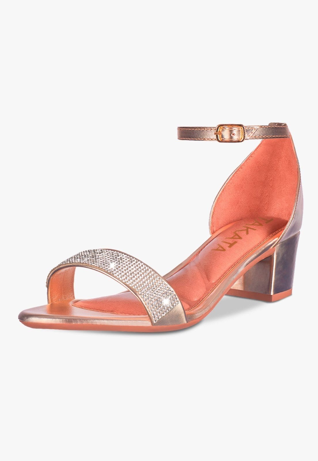 Vista principal Sandália Feminina Salto Quadrado Grosso Bloco Baixo Verniz Strass brilho Confortável elegante Festa Ouro ligth TAKATA BY RAFAEL TAKATA dourado