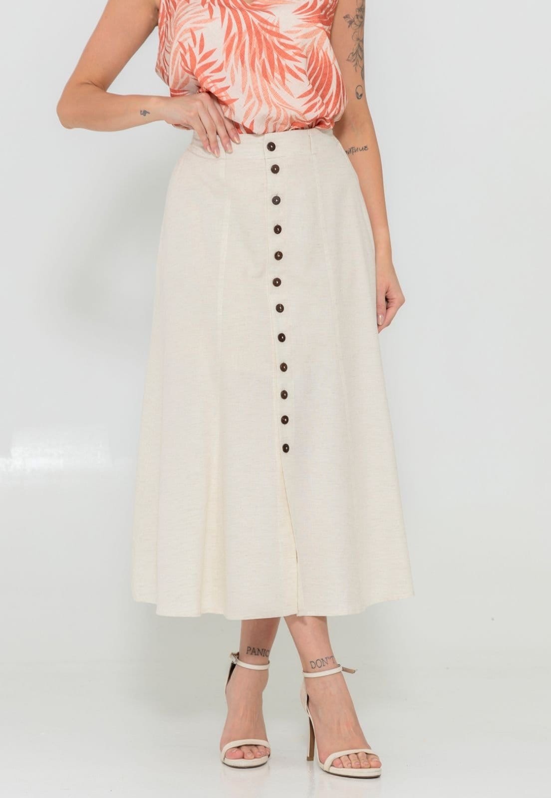 Vista principal Saia Midi Docce Mulher Elegancy Docce Mulher bege