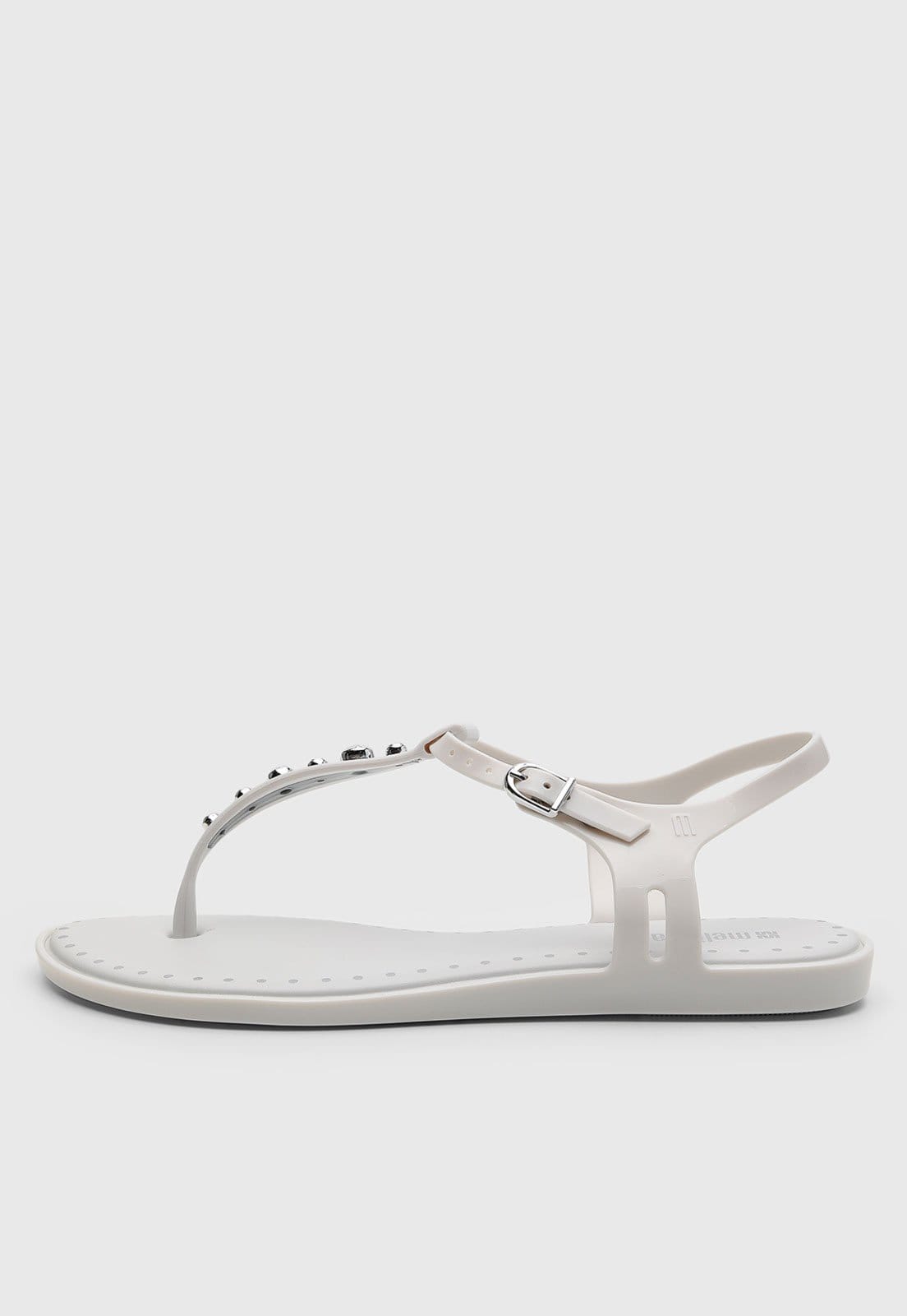 Vista principal Rasteira Feminina Melissa Fechada Aplicações T Branca Melissa branco